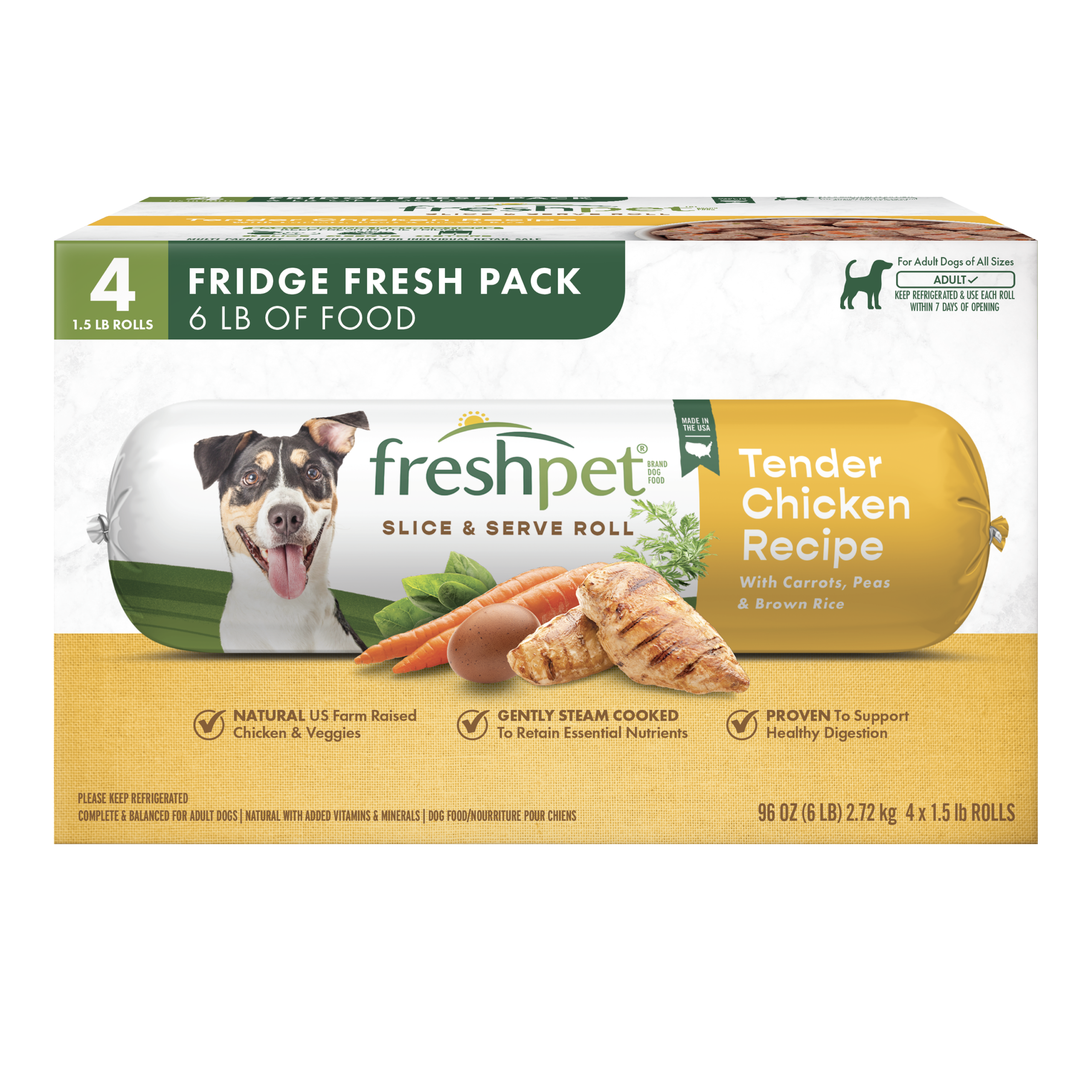 FRESHPET SELECT DOG ROLL FRESH PACK CHICKEN RECIPE 4 X 1.5 LB