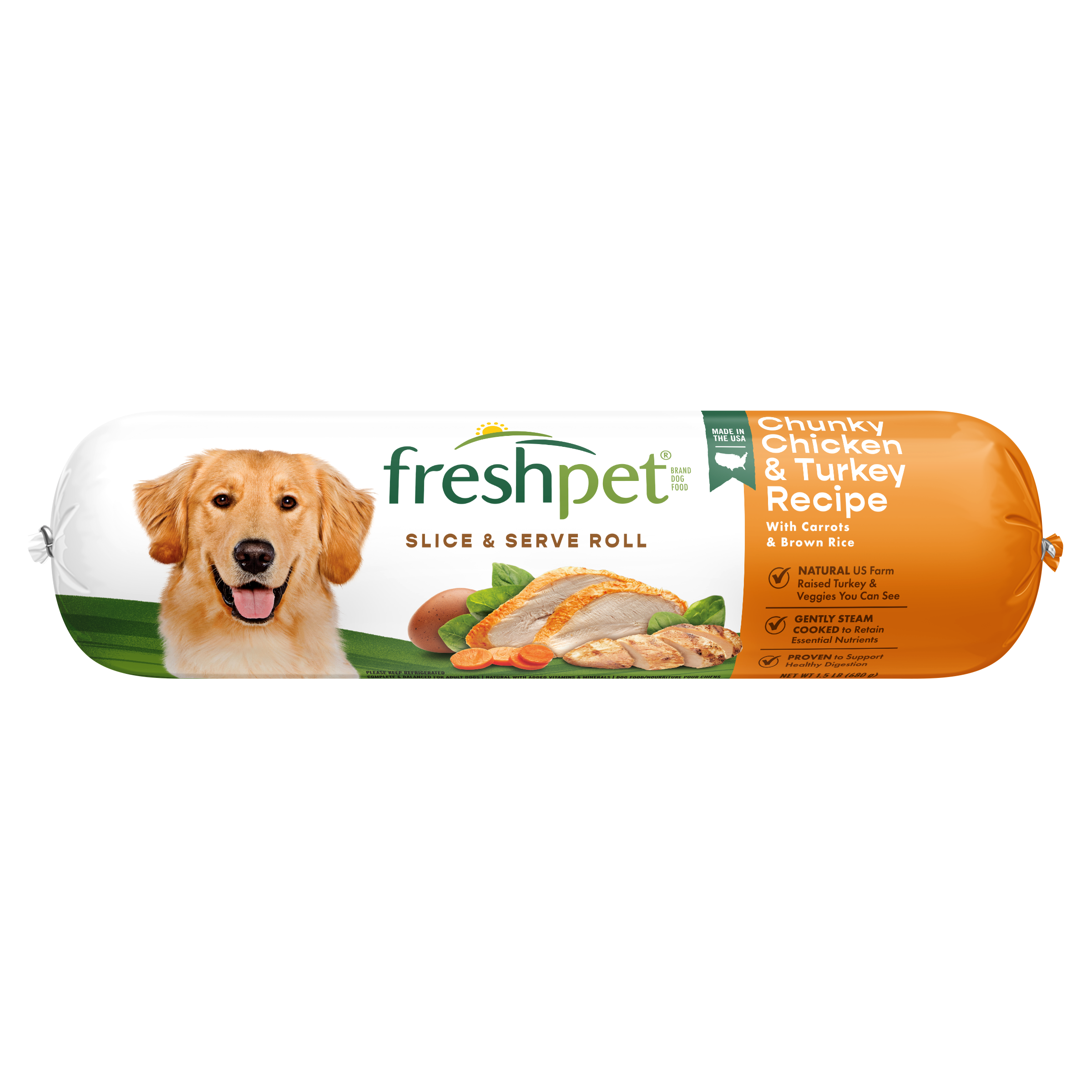 FRESHPET SELECT DOG ROLL CHUNKY CHICKEN & TURKEY RECIPE 1.5 LB