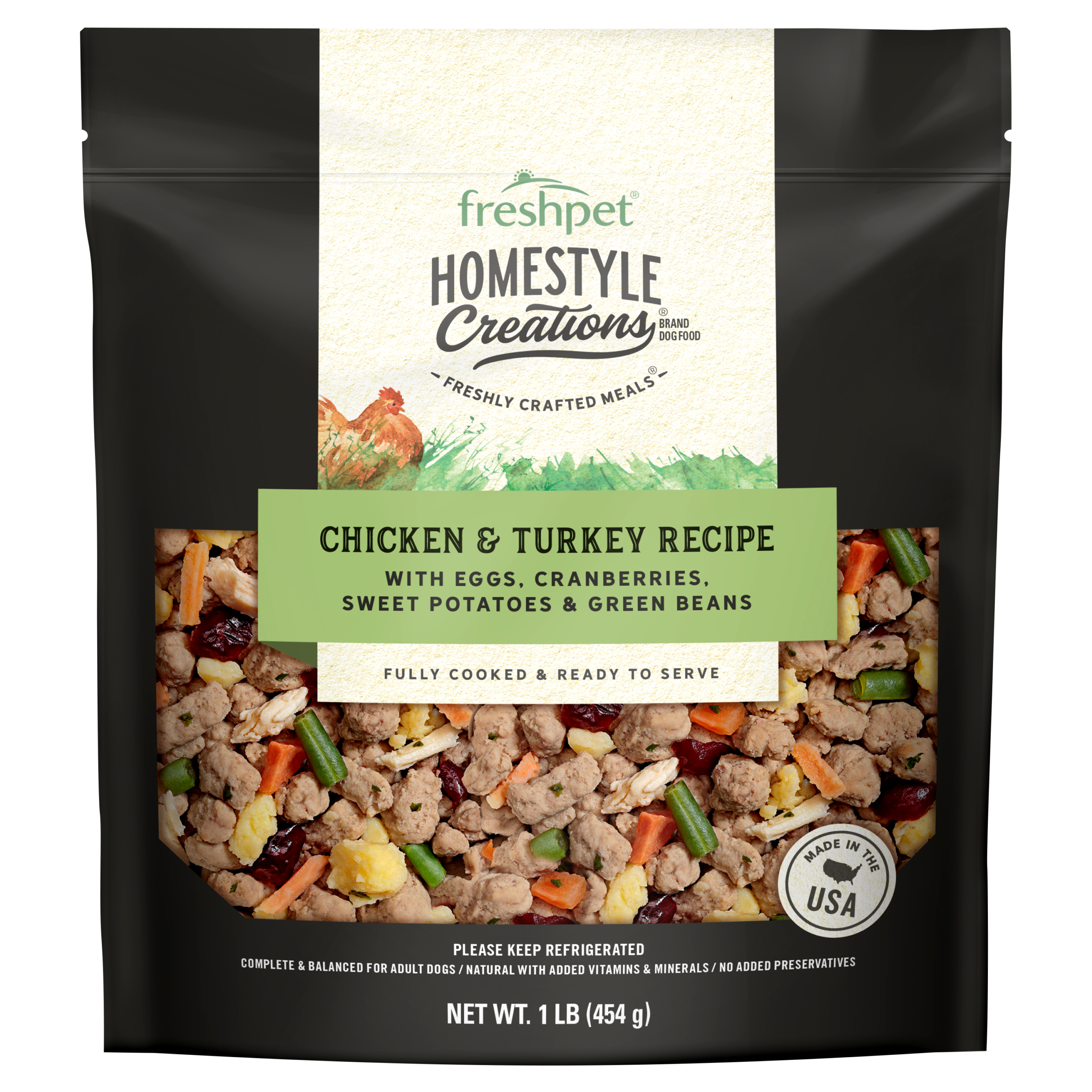 FRESHPET HOMESTYLE CREATIONS DOG MEALS CHICKEN & TURKEY RECIPE 1 LB