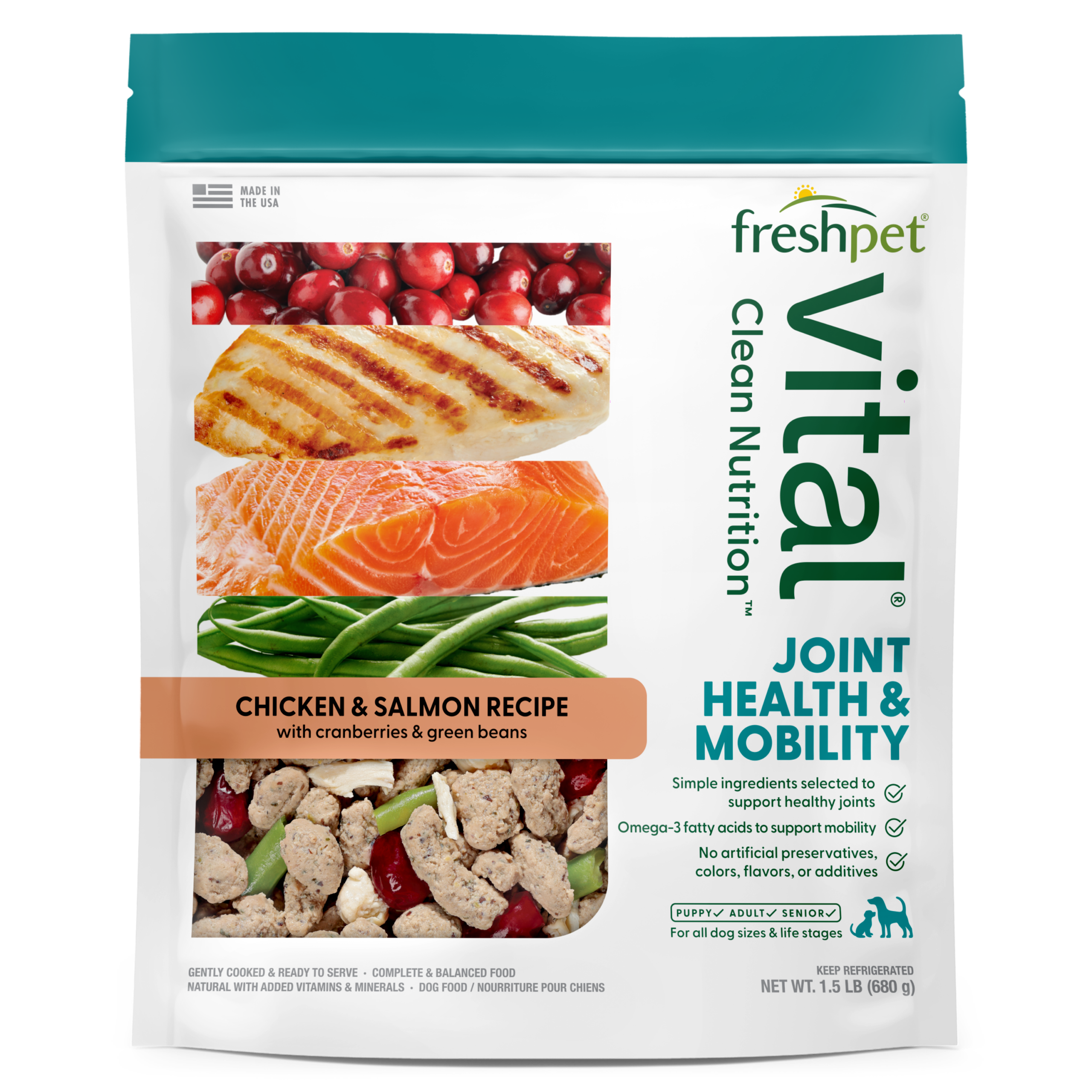 FRESHPET VITAL JOINT HEALTH & MOBILITY DOG ROASTED MEALS CHICKEN & SALMON RECIPE 1.5 LB